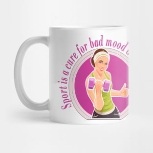 Sport is a cure for bad mood and depression. Mug